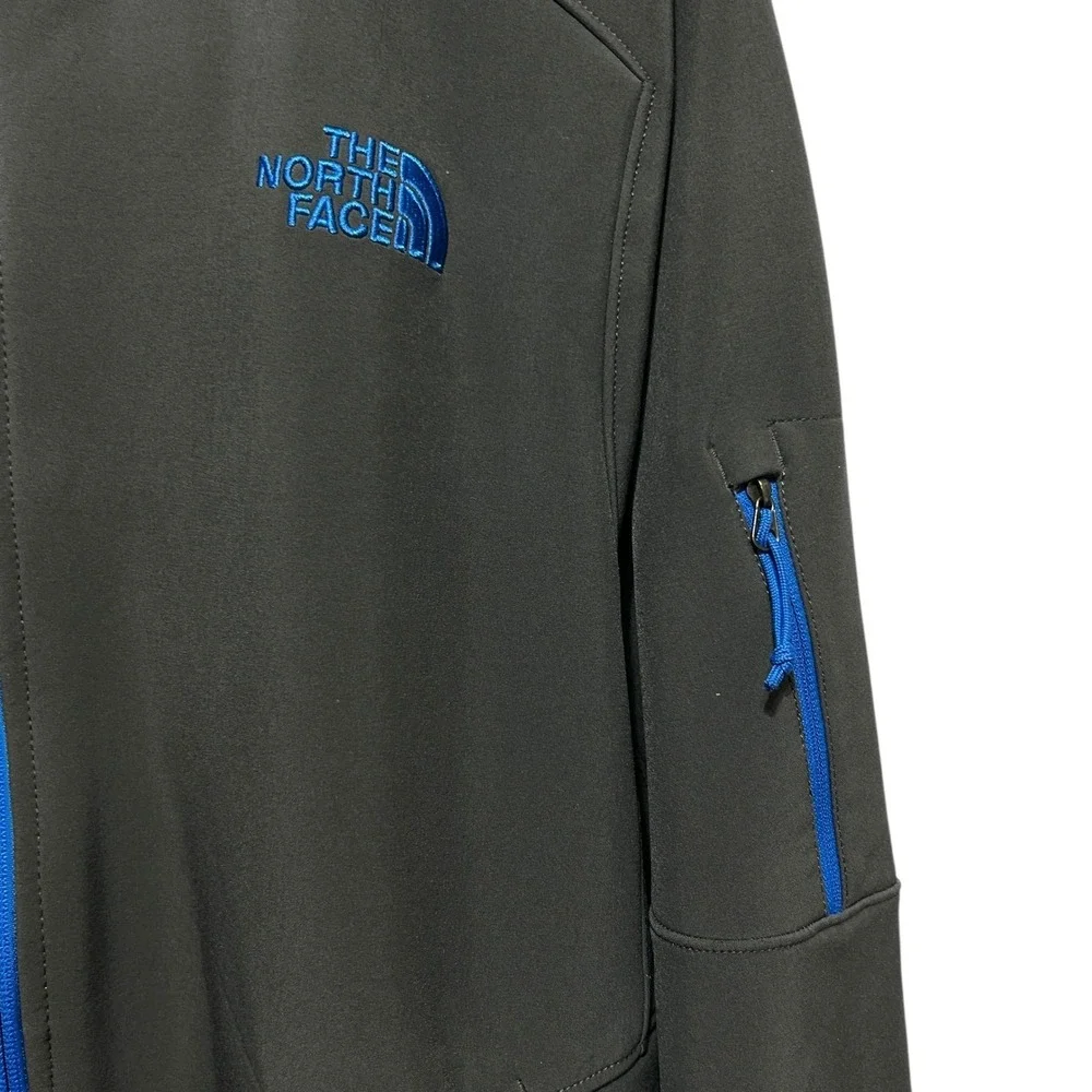 The‎ North Face Men Softshell Jacket L Gray Blue Hood Windproof Outdoor Gorpcore